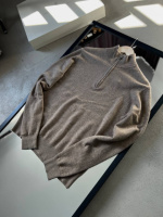 Светр Brunello Cucinelli бежевий з горловиною на блискавці sg306