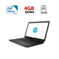 Ноутбук HP 15-bs036ng / 15.6« (1366x768) TN / Intel Celeron N3060 (2 ядра по 1.6 - 2.48 GHz) / 4 GB DDR3 / 128 GB SSD / Intel HD Graphics 400 / WebCam