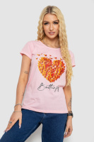Футболка жіноча з принтом, колір рожевий, 244R2204