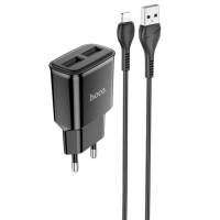 Зарядний пристрій HOCO C88A (2USB/2.4A) + Lightning, Чорний - купити в SmartEra.ua