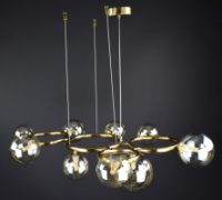 Люстра подвесная на 9 лампочек 28033 Латунь 25-130х55х90 см.