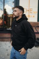 Худі чорне з мерчем ДТФ (оверсайз) | 78-506