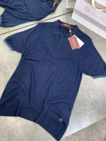 Трикотажне поло Loro Piana темно-синього кольору  f704