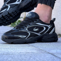 Кросівки літо Lacoste матеріал сітка/шкіра колір чорний