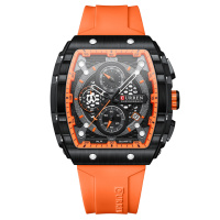 Чоловічий наручний годинник Curren 8442 Black-Orange з хронографом та силіконовим ремінцем