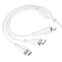 Кабель Borofone BX66 3в1 USB to Lightning/ Type-C/ MicroUSB 1m white