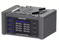 Зарядная станция с цифровой индикацией MECHANIC V-Power 8 Max, 4*QC3.0-5В3А,9В2A, 4*PD3.1-(5В/9В/12В/15В)3А,20В2,25A, 220V/115W. 114*60*84mm