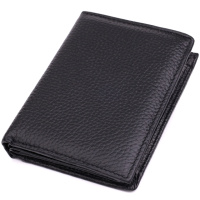 Удобный мужской кожаный кошелек в два сложения Vintage sale_15093 Черный