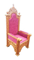 Трон архієрейській з різьбленою спинкою № 759 (червона оббивка), дуб