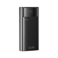 Power bank Remax FC-12 20000mAh 22.5W PD+QC + кабель Type-C/ Lightning, с фонариком, чёрный