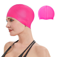 Шапочка для плавания Розовая Silicone Swim Cap, силиконовая шапочка для плавания, плавательная шапочка (ST)