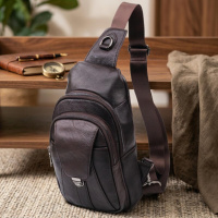 Мужская кожаная сумка через плечо для документов и города Vintage 21306 Коричневая