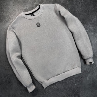 Світшот Pobedov 007 ЗИМА - Герб чорна вишивка Сталевий