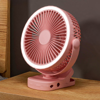 Настольный беспроводной вентилятор D1 с прищепкой и подсветкой pink