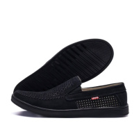 Літні шкіряні мокасини Levis перфорація колір  чорний