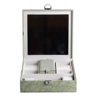 Шкатулка для украшений из эко кожи 2 яруса с замком органайзер для ювелирных изделий HP-5-22GR