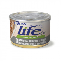 Консерва для кошек класса холистик LifeCat tuna with anchovies and surimi150g, ЛайфКет 150гр Тунец анчоус краб