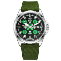 Чоловічий годинник Awarder 040 Embroidery Silver-Green Automatic з сапфіровим склом та водозахистом 10ATM