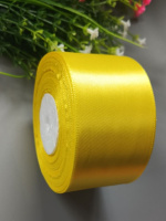 Атласная лента/ 4 см/ 33 метра/  жёлтый