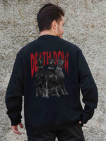 Утеплений оверсайз світшот на флісі з принтом Without Deathrow Black