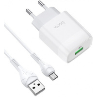 Мережевий зарядний пристрій Hoco C72Q Glorious QC3.0 (EU) with MicroUSB cable White (Код товару:20895)