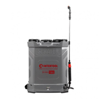 Опрыскиватель аккумуляторный ранцевой 16 л, 3.1 л/мин, батарея 12 В/8 Аг INTERTOOL DT-9016