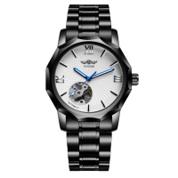 Чоловічий механічний годинник Winner 8116 Black-White Steel з автопідзаводом та сталевим браслетом