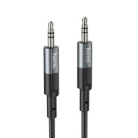 Аудіокабель HOCO UPA23 3.5mm male to 3.5mm male, nylon braid, 1m Metal Gray (6931474783820)