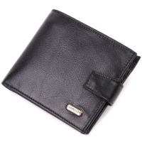 Зручний чоловічий гаманець з натуральної гладкої шкіри 721877 Чорний