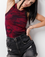 Облягаюча майка тай-дай «Ripple» оптом | Батал | Розпродаж моделі Малиновий, 50-52