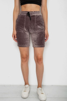 Шорти жіночі  велюрові, колір коричневий, 238R58169-2