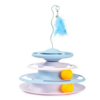 Игрушка трек для котика, котенка с шариками и пером трекбол. Цвет: синий