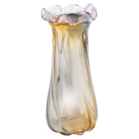Ваза декоративная 30 см для цветов стеклянная фигурная ваза из цветного стекла 1.8 л Желто-серая HP-9-10