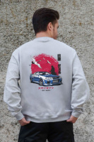 Утеплений оверсайз світшот на флісі з принтом Without Skyline Gray