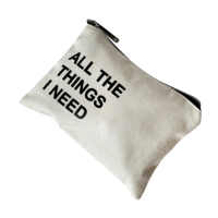 Хлопковая косметичка ORGANIZE  с надписью 18х13 см (светлый)