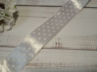 Стрічка атласна в горох. Колір: Білий. Розмір: 2,5 см