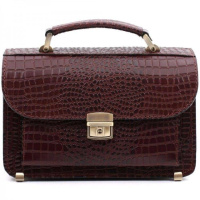 Барсетка з шкіри під крокодила ручна робота Коричневий (1939512666)