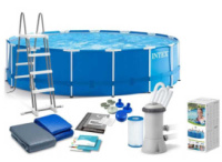 Intex Басейн каркасний 28242 NP (1) від 6 років, сходи, тент, підстилка, насос і фільтр у комплекті, діаметр