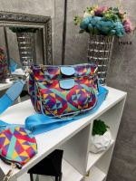 Блакитний ремінь (абстракція) - яскравий комплект 3 в 1 з ланцюжком - молодіжний, стильний та зручний (1569-8)