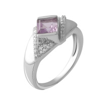 Серебряное кольцо CatalogSilver с натуральным аметистом 1.09ct, вес изделия 4,22 гр (2048770) 18.5 размер