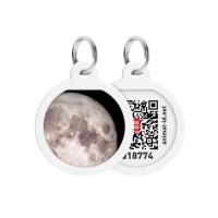 Адресник для собак і котів металевий WAUDOG Smart ID з QR паспортом, малюнок «Місяць», коло, Д 25 мм