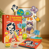 Альбом-книга для аппликации с шаблонами для вырезания из бумаги для развития мелкой моторики рук.Уровень 3