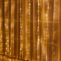 Гирлянда светодиодная штора водопад с крючком USB 200 LED 14057 3х2 м желтая