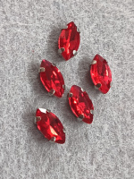 Страз(стекло) в оправе/ 5×10мм/ красный/ 5 шт
