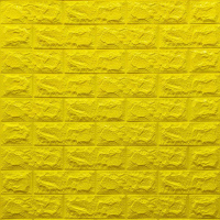 Декоративна 3D панель самоклейка під цеглу Жовтий 700х770х7мм (010-7)