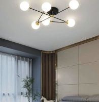 Люстра потолочная на 6 лампочек 26593 Черный 18х90х90 см.