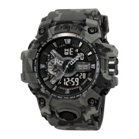 Чоловічий тактичний годинник Skmei 2396CMGY Camo Grey зі стрілково-електронним циферблатом та підсвічуванням