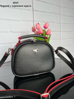 Чорний з червоним краєм - стильний, вмісткий та зручний клатч на одне відділення під двома блискавками  (0519)