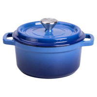 Кастрюля чугунная эмалированная 2 л с крышкой Ø20 см Синяя HP-1-2BL