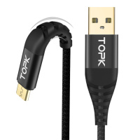 Кабель синхронизации Topk USB 2m 3A нейлоновый (TK42C-VER2) MicroUSB Black